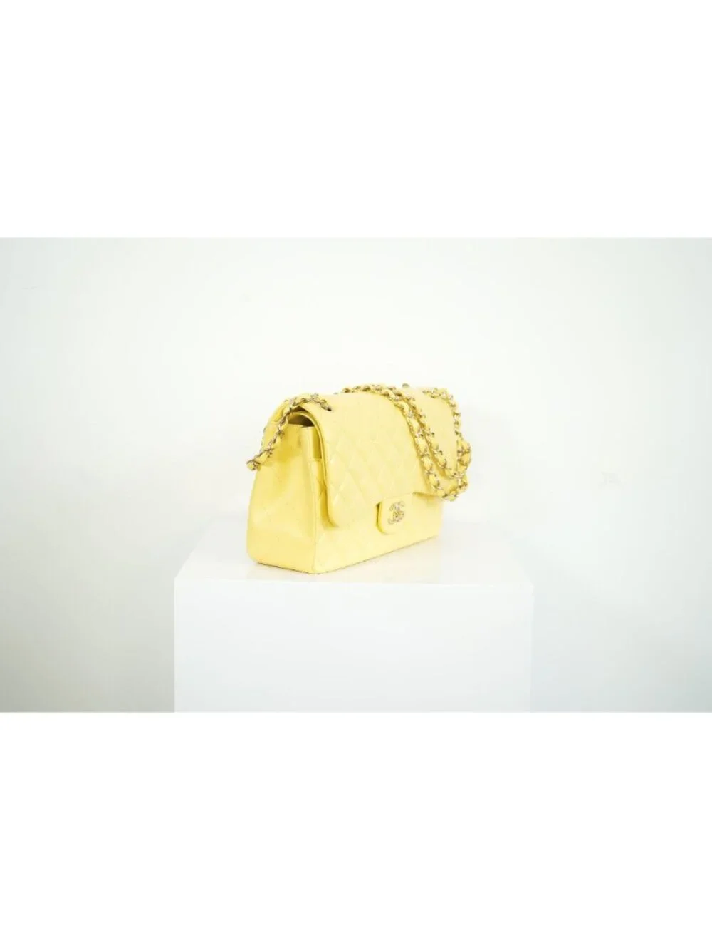 Chanel Flap Caviar Large Double Flap Yellow Full Set
